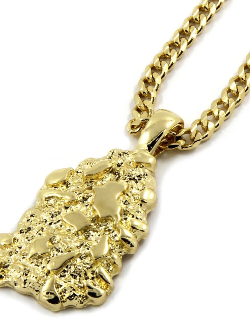 14K Plated Nugget Pendant & 30” Cuban Chain